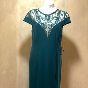 Adrianna Papell Sequin Jersey Slit Gown